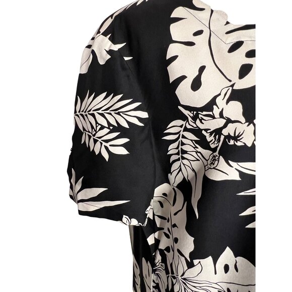 Mark Fore & Strike Women's Black & White Floral Silk Dress Size L Maxi - Picture 9 of 12